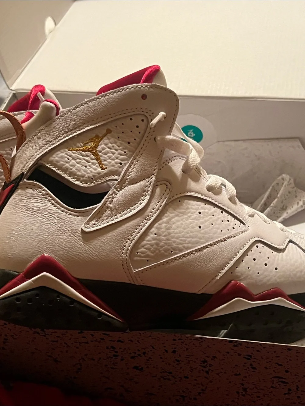 Jordan High-Top Sneakers in White with Red and Tan Accents